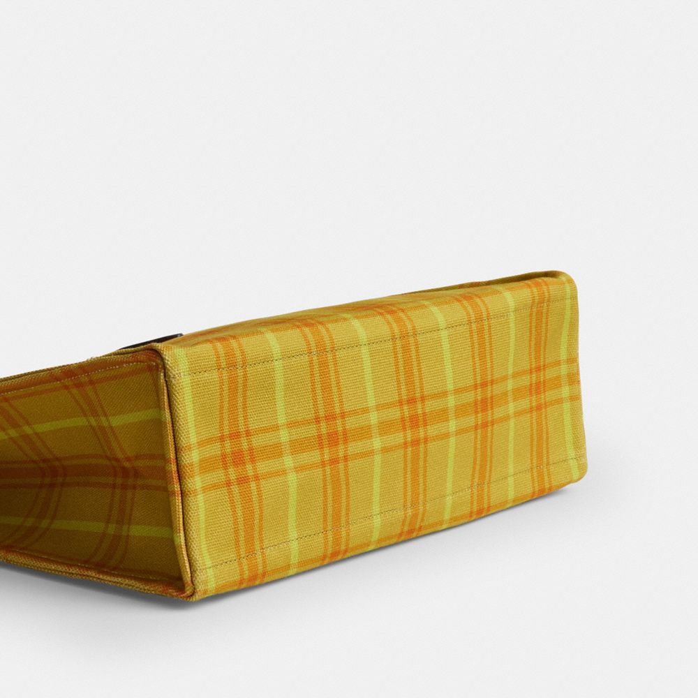 Canvas Tote Bag With Plaid Print