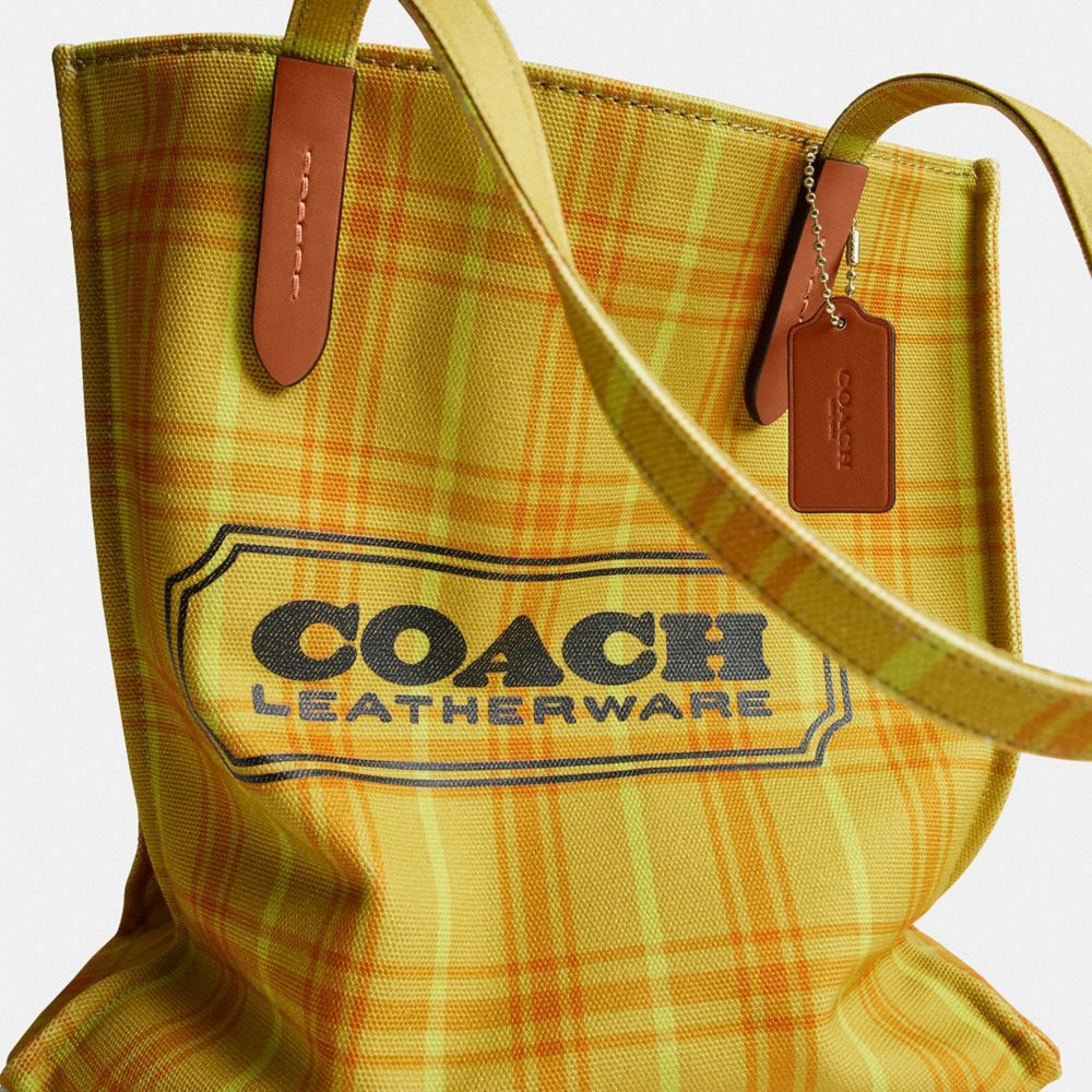 Canvas Tote Bag With Plaid Print