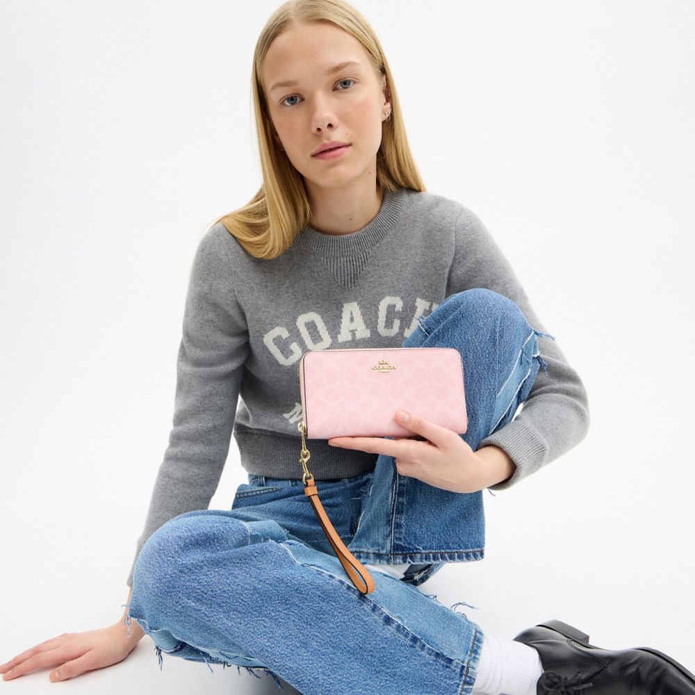 Long Zip Around Wallet In Signature Canvas