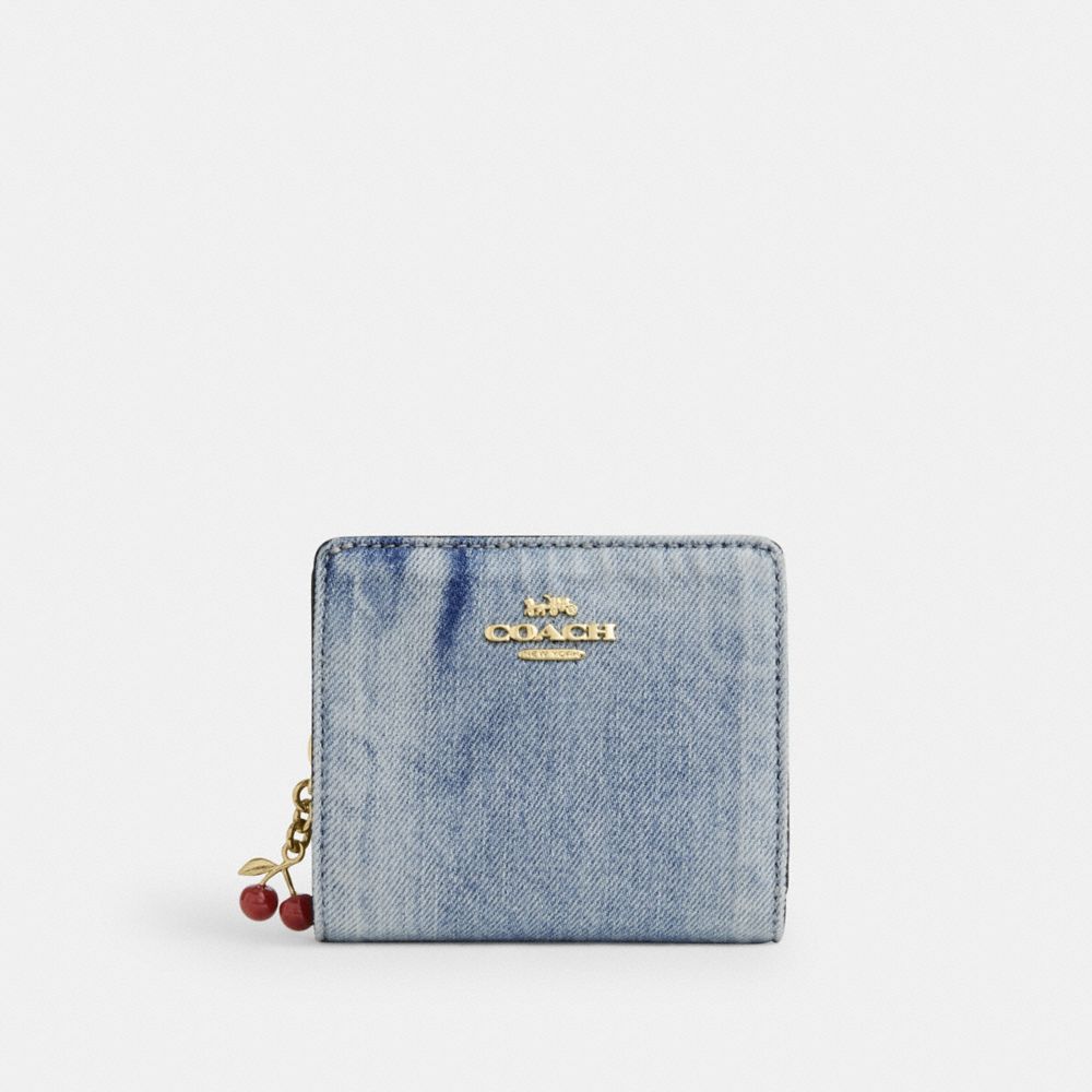 Snap Wallet In Loved Denim With Charm