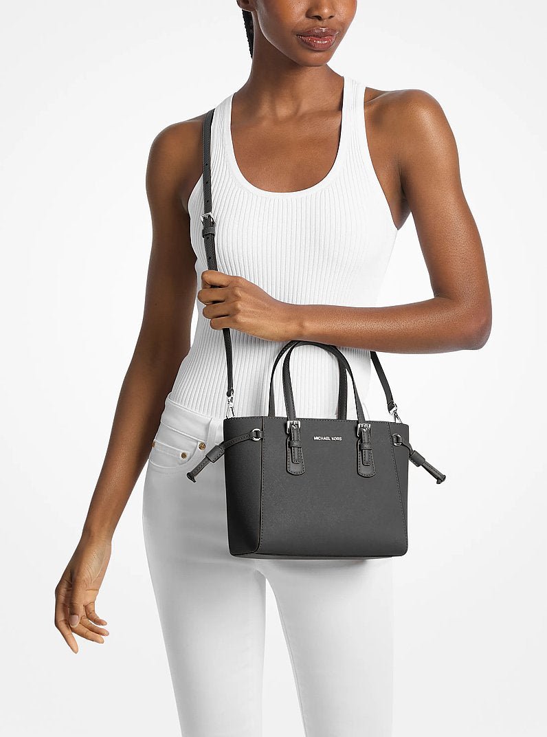 Michael Kors Voyager Extra-Small Pebbled Leather Convertible Crossbody Bag Black