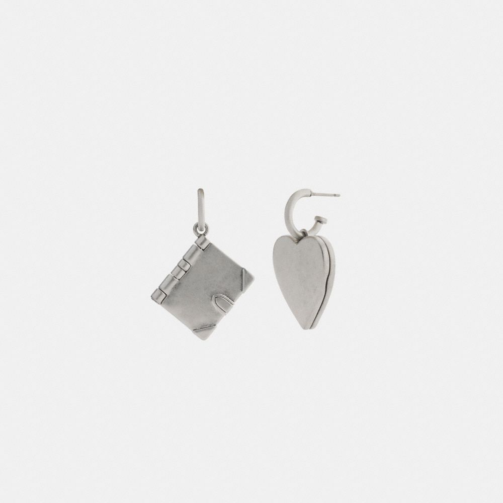 Heart Locket And Book Mismatch Earrings