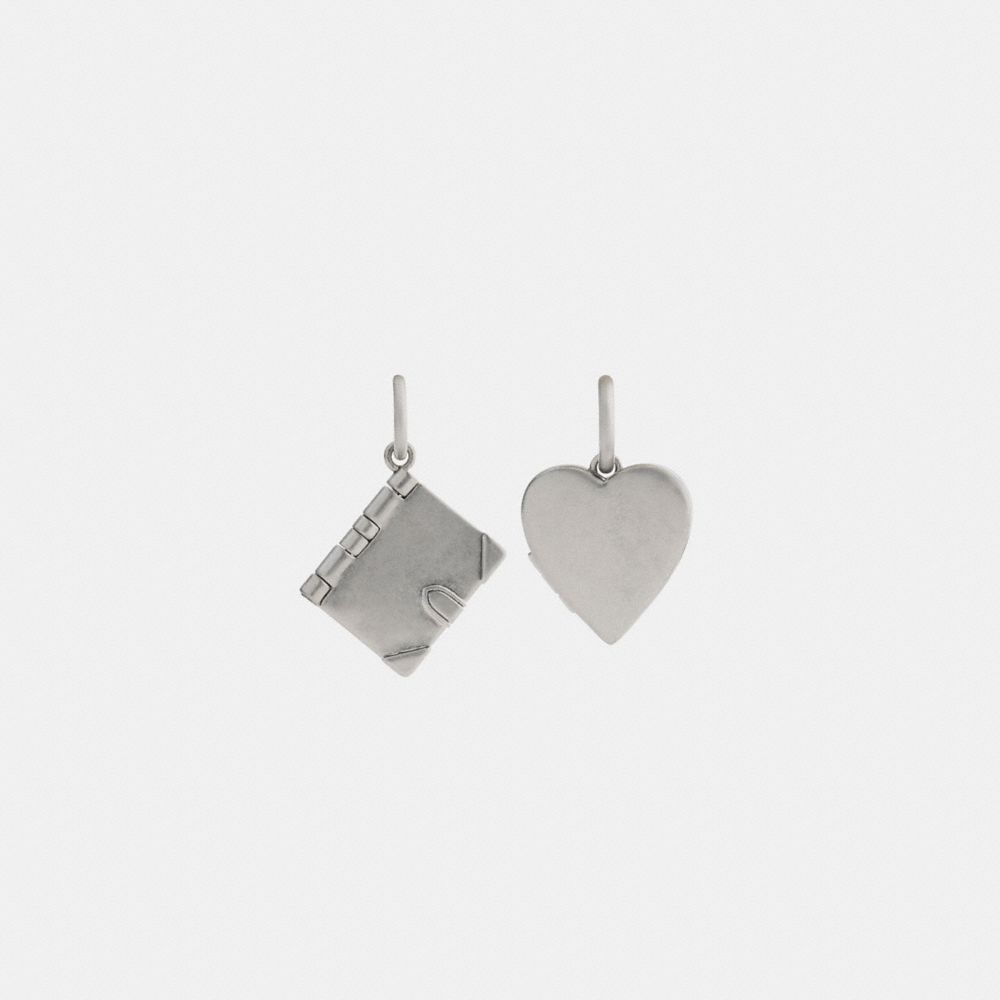 Heart Locket And Book Mismatch Earrings