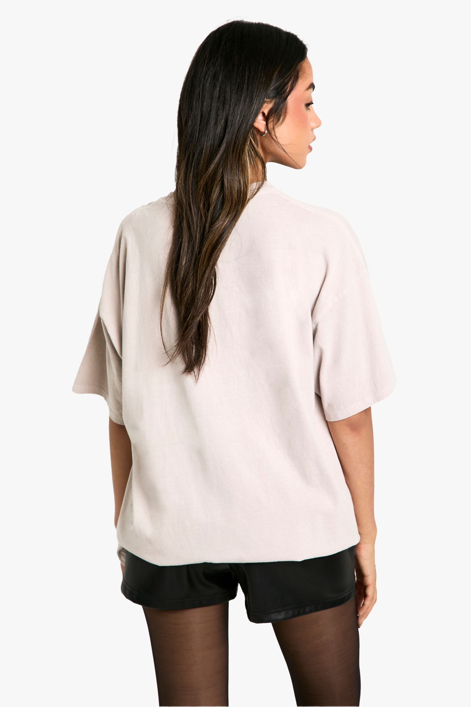 Hot Girls Go Backstage Washed Printed Oversized T-Shirt
