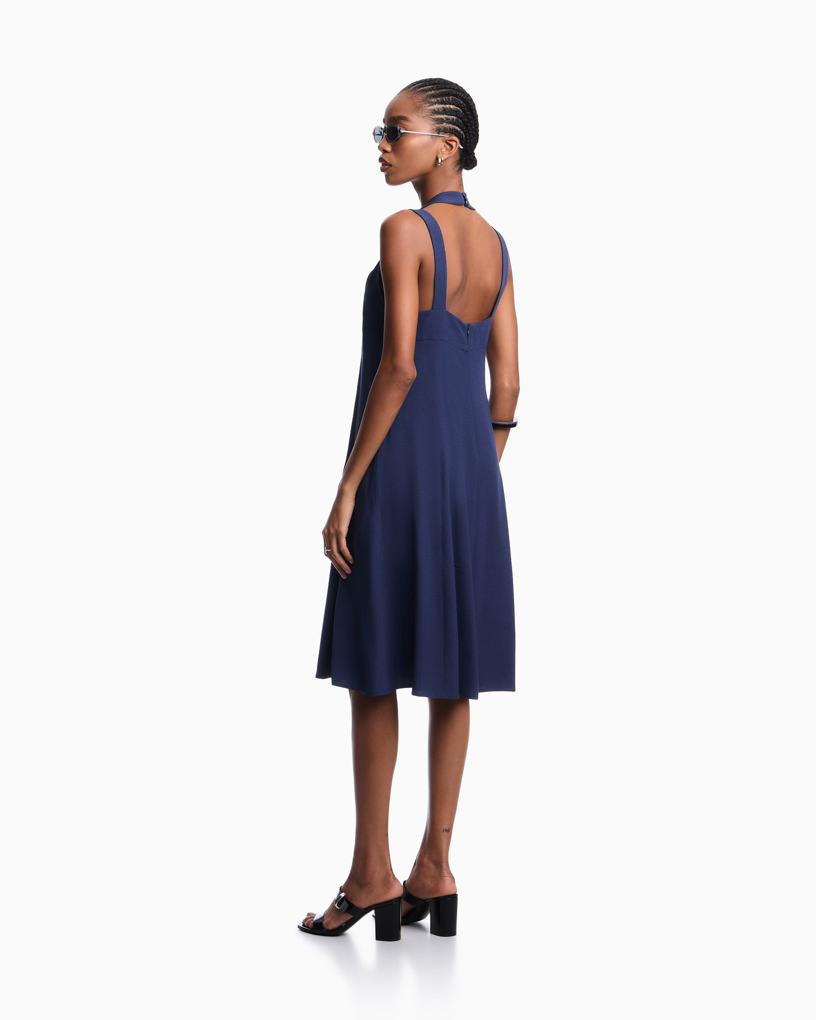 Emporio Armani flowing micro leopard spot jacquard dress