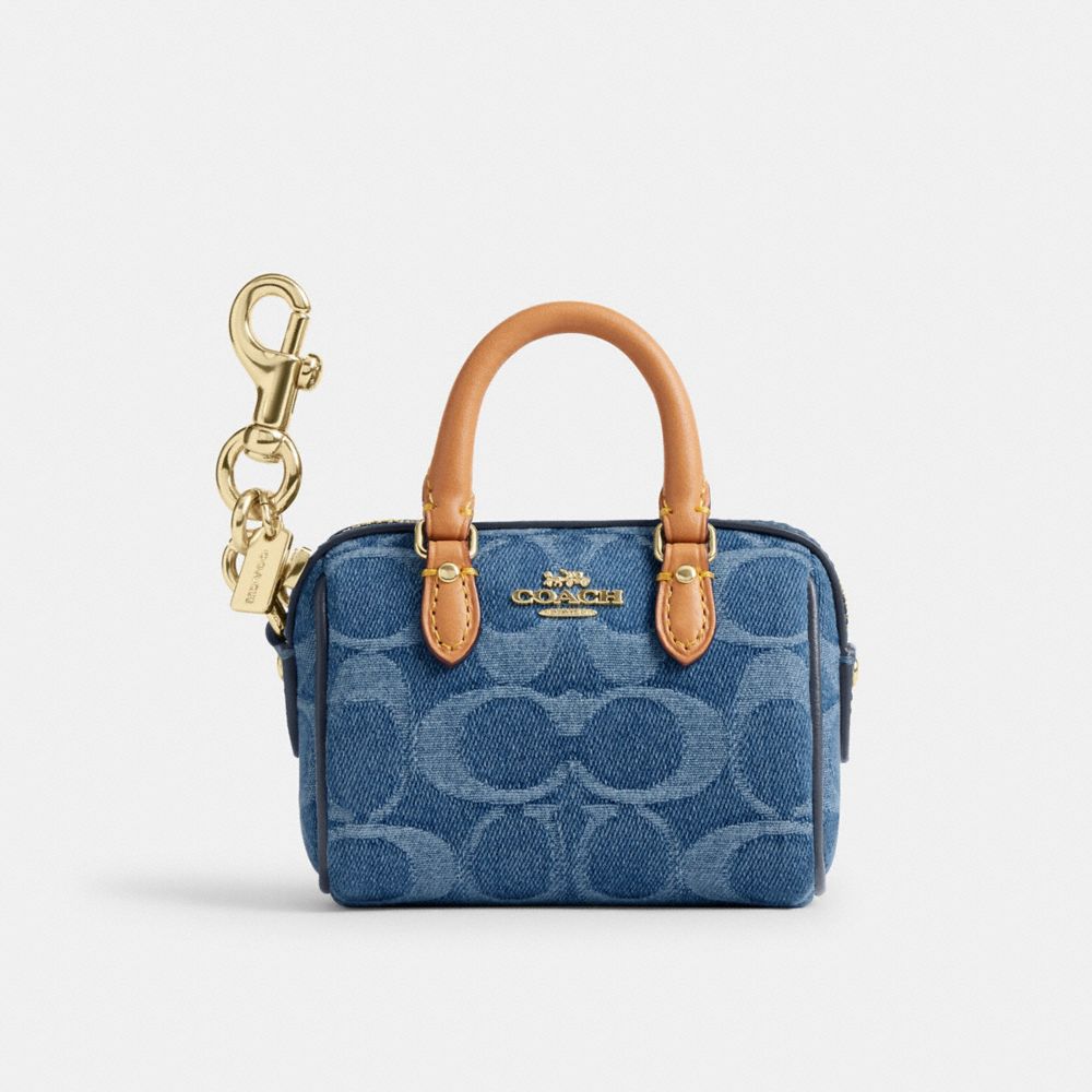 Mini Rowan Bag Charm In Signature Denim