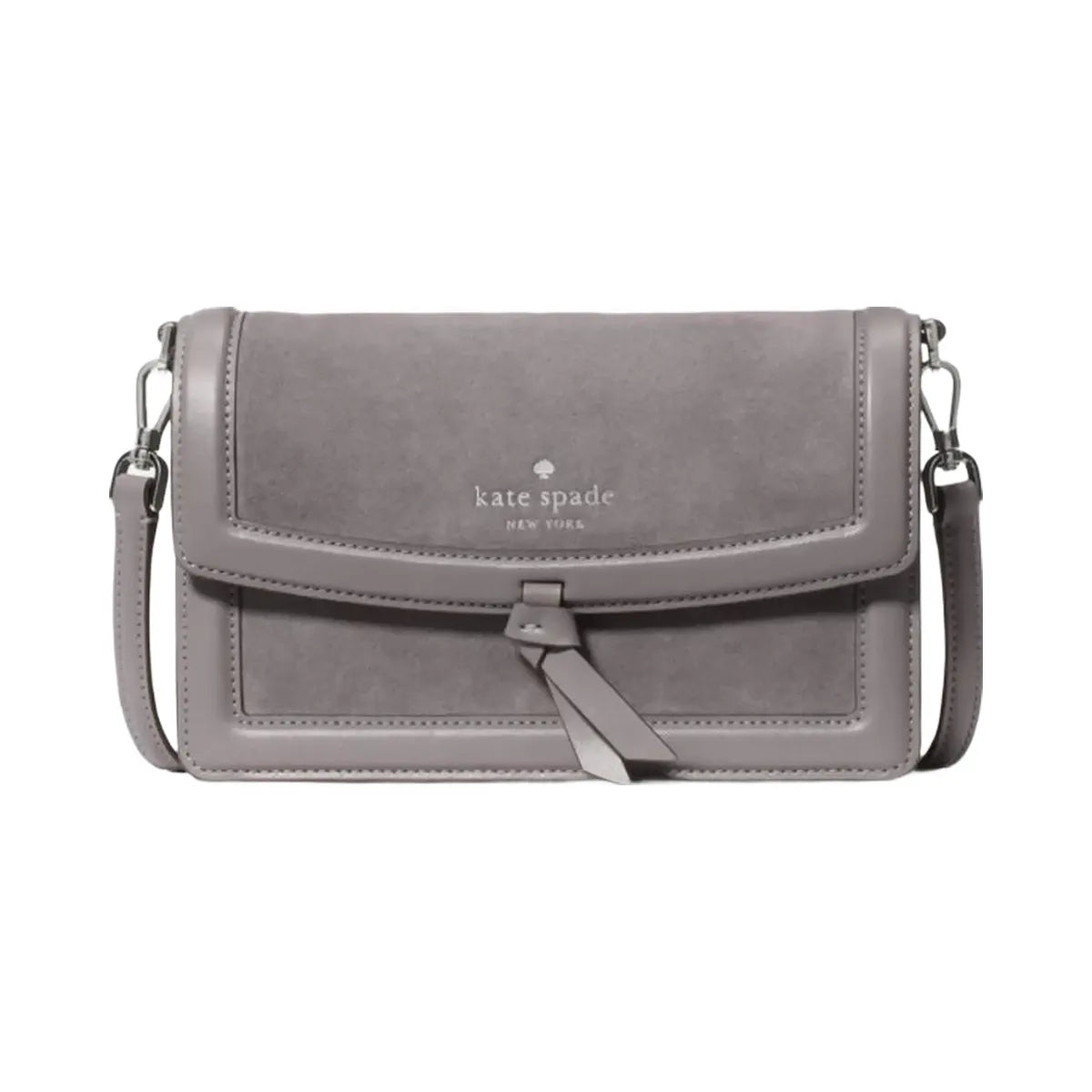 Kate Spade Knott Suede Mini Flap Crossbody Hare Grey