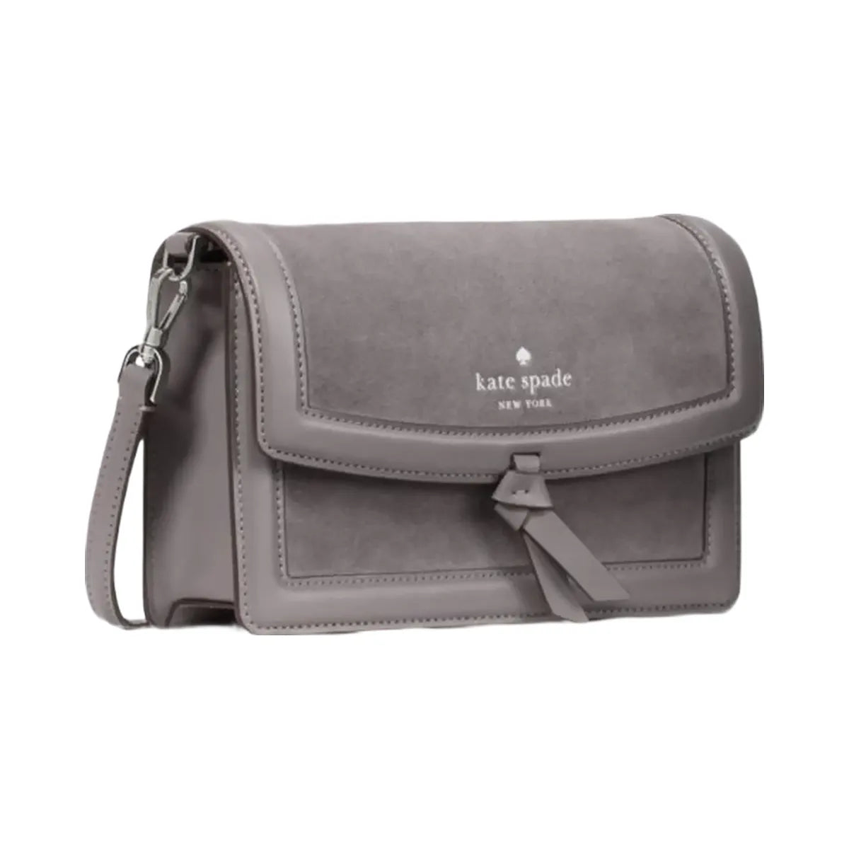 Kate Spade Knott Suede Mini Flap Crossbody Hare Grey