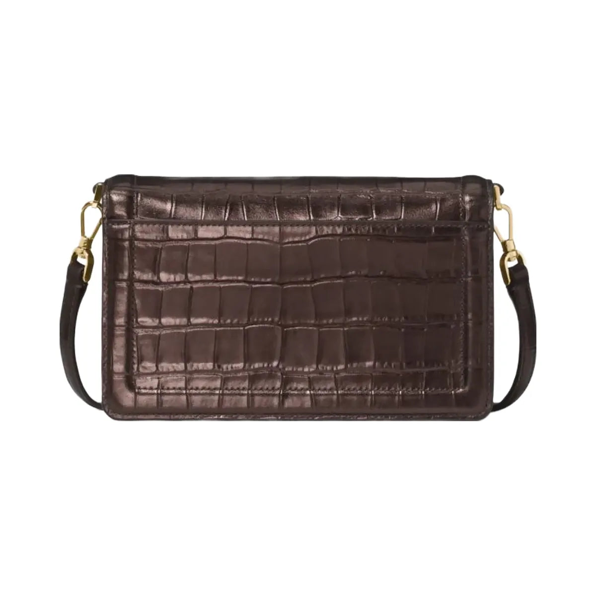 Kate Spade Knott Croc Embossed Mini Flap Crossbody Hot Fudge
