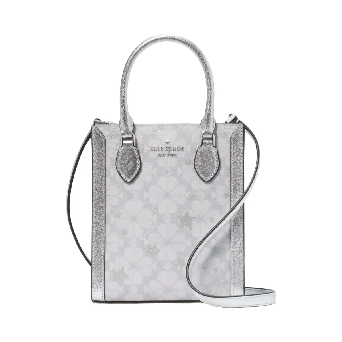 Kate Spade Flower Star Toss Small Tote Platinum Grey Multi