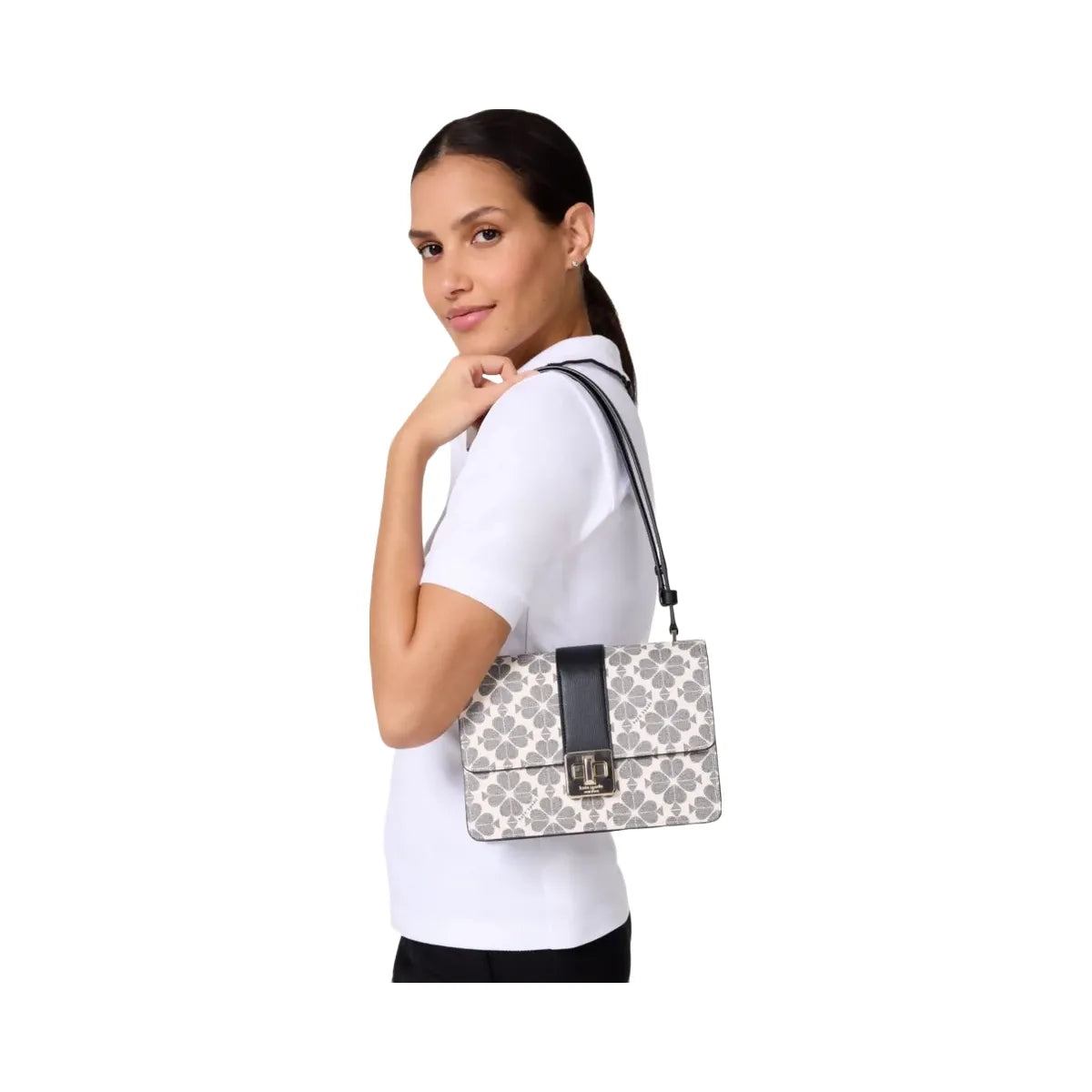 Kate Spade Flower Small Flap Shoulder Bag Black Multi