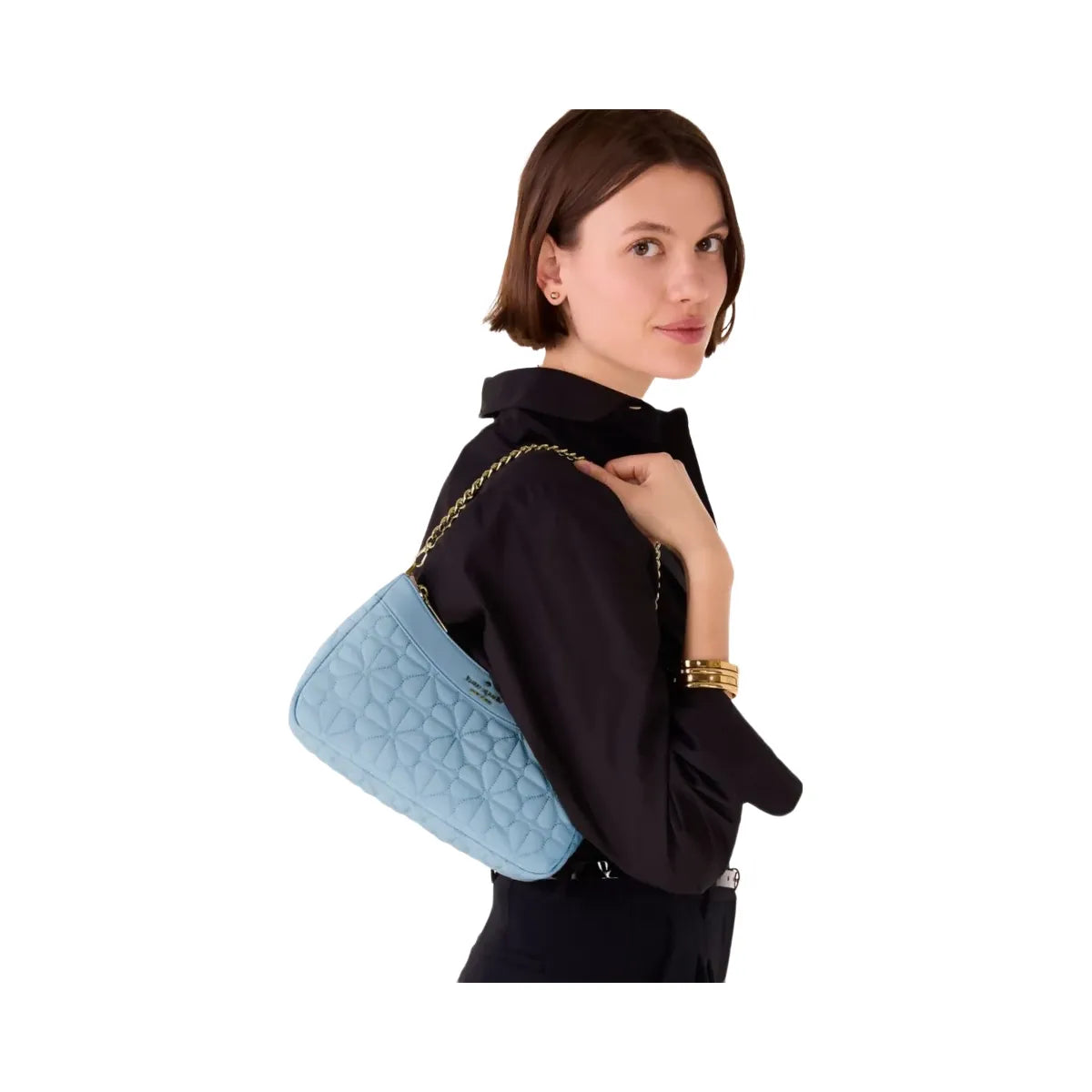 Kate Spade Flower Quilted Fabric Convertible Crossbody Montauk Blue