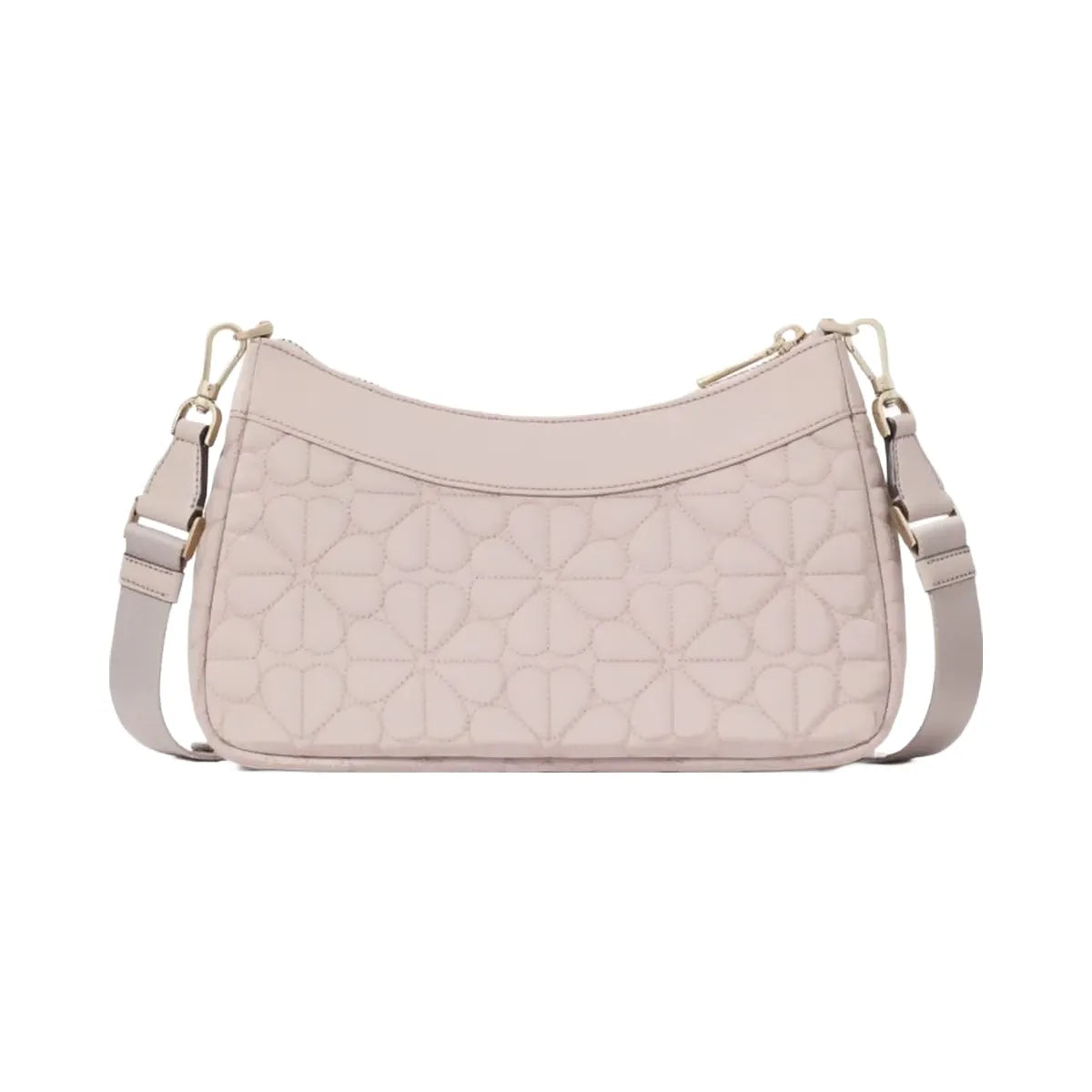 Kate Spade Flower Quilted Fabric Convertible Crossbody Cozy Grey