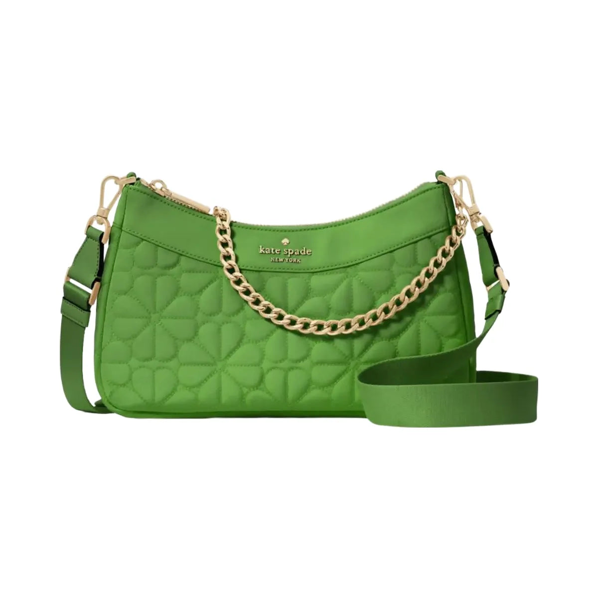 Kate Spade Flower Quilted Fabric Convertible Crossbody Ks Green
