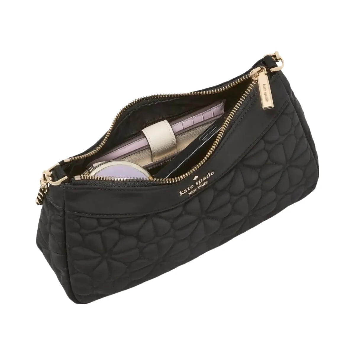 Kate Spade Flower Quilted Fabric Convertible Crossbody Black