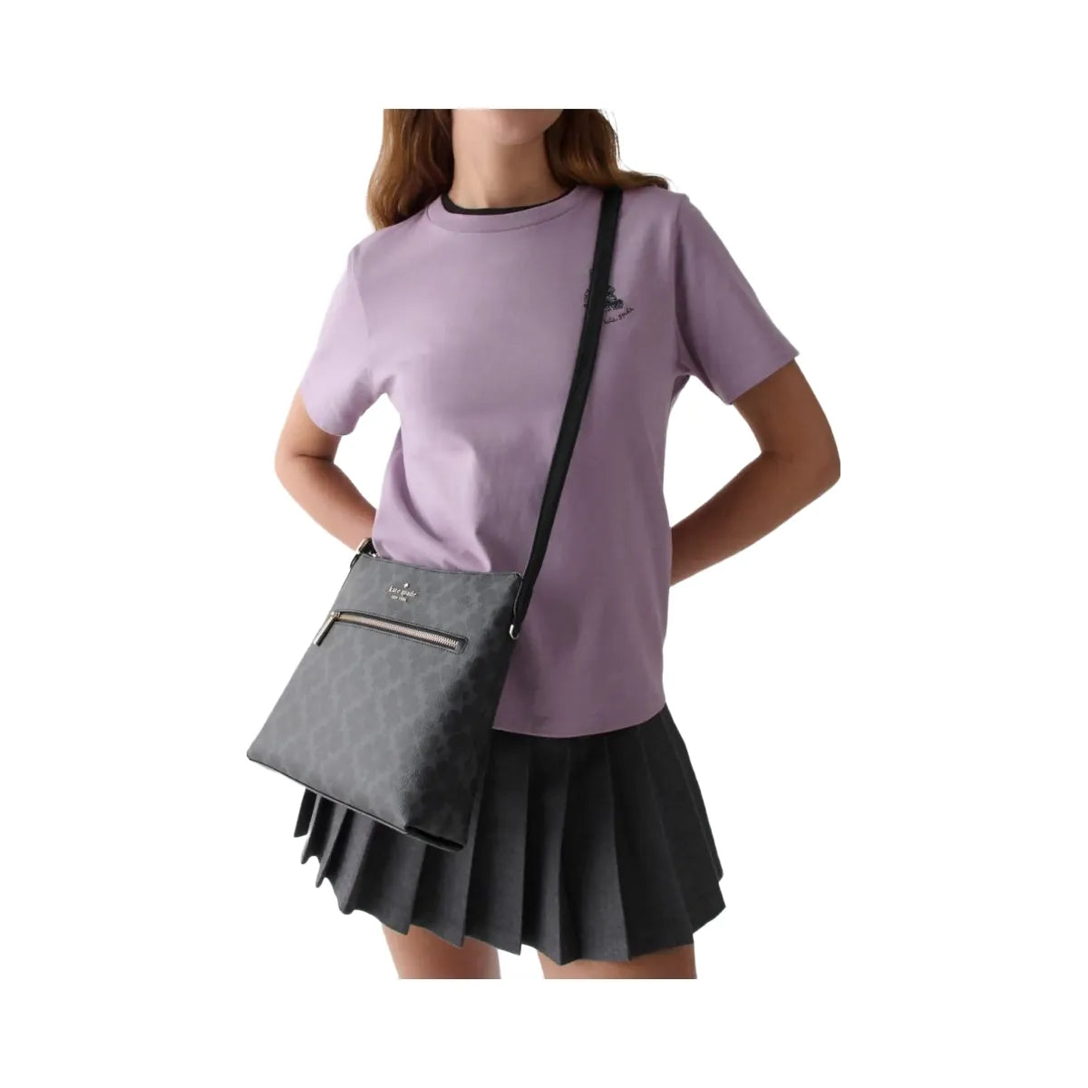 Kate Spade Flower Large Swingpack Buckle Crossbody Black