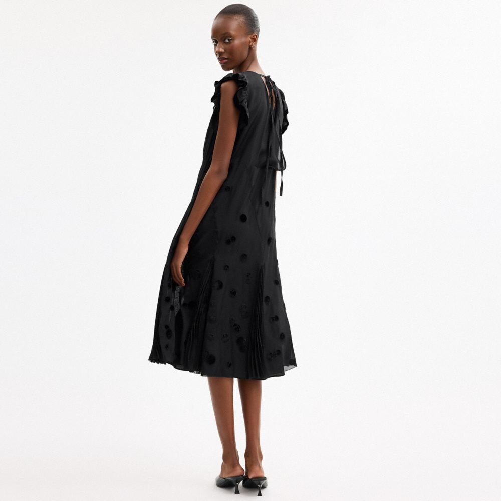 V-Neck Dress With Velvet Dots