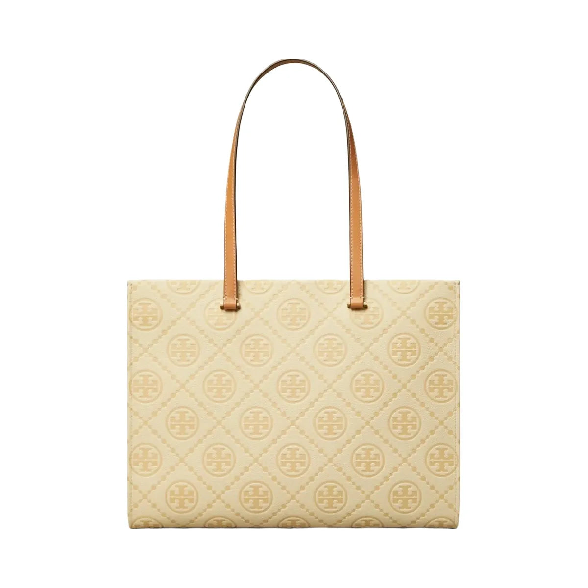 Tory Burch T Monogram Pebbled Tote Biscotti