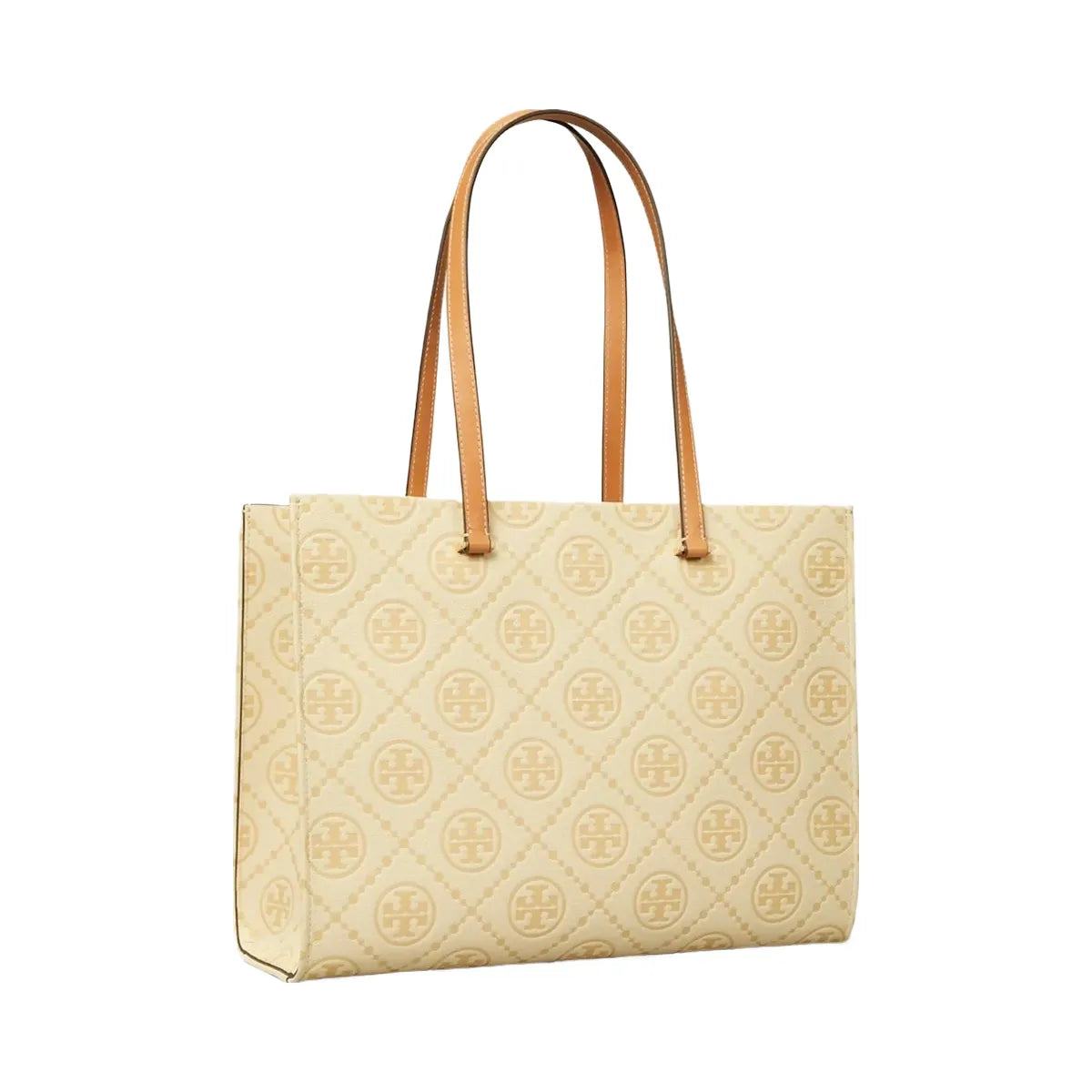 Tory Burch T Monogram Pebbled Tote Biscotti
