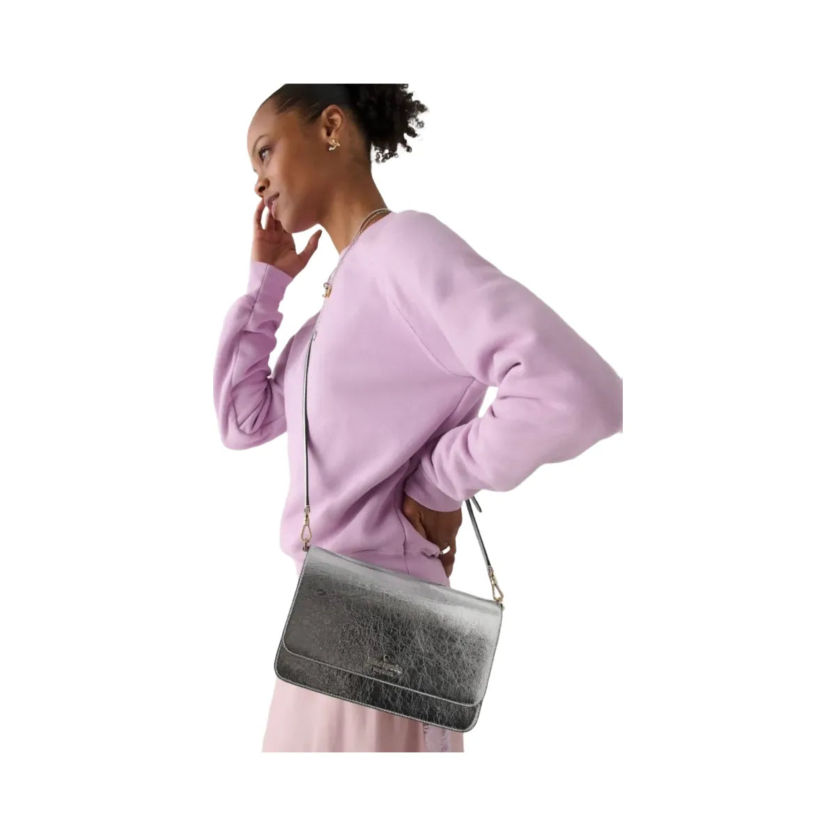 Kate Spade Madison Willow Medium Convertible Crossbody Silver