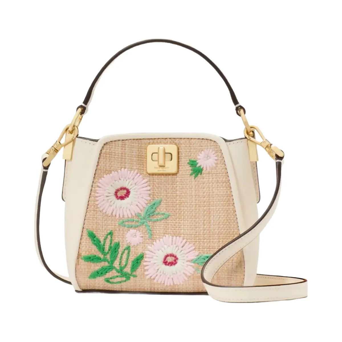 Kate Spade Phoebe Straw Mini Top Handle Crossbody Natural Multi