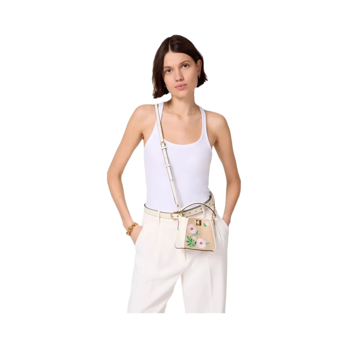 Kate Spade Phoebe Straw Mini Top Handle Crossbody Natural Multi