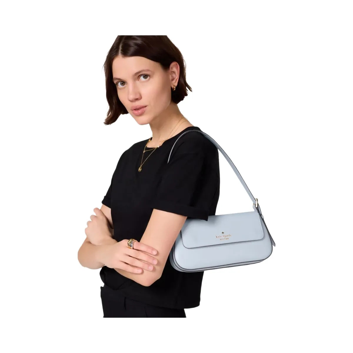 Kate Spade Madison Saffiano Leather Small Flap Shoulder Bag Watercolor Blue