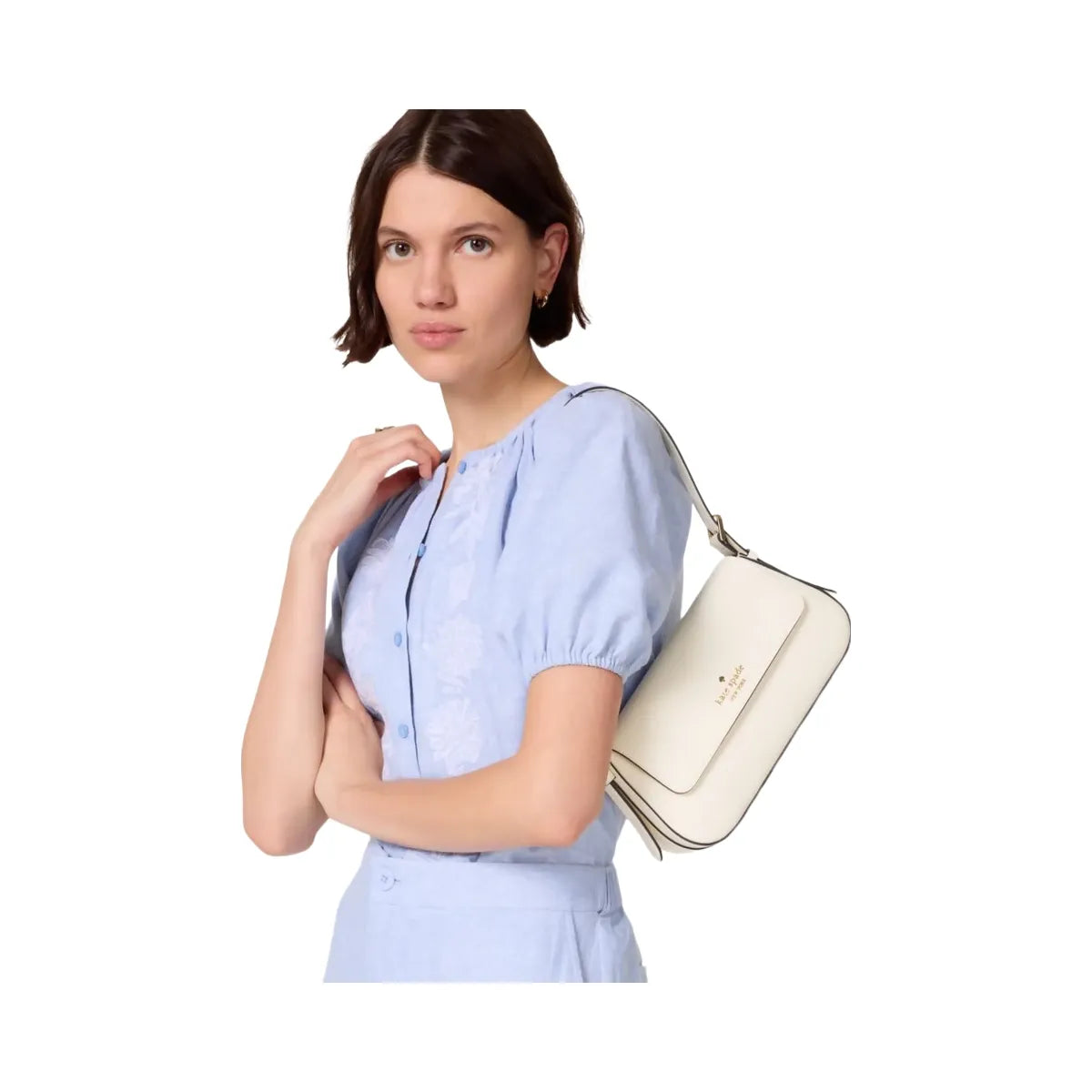 Kate Spade Madison Saffiano Leather Small Flap Shoulder Bag Meringue