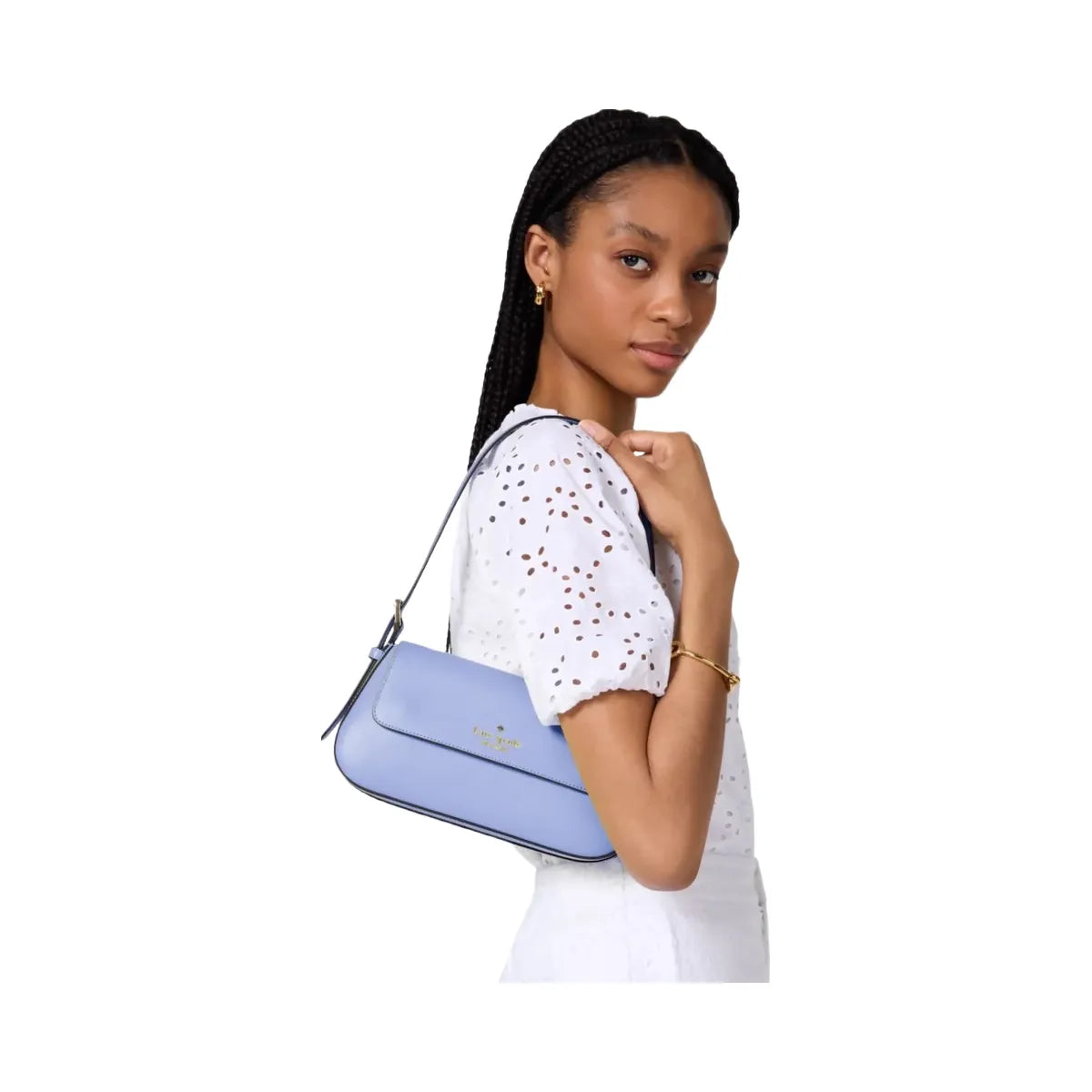 Kate Spade Madison Saffiano Leather Small Flap Shoulder Bag Frosted Blueberry