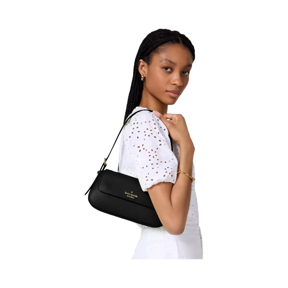 Kate Spade Madison Saffiano Leather Small Flap Shoulder Bag Black