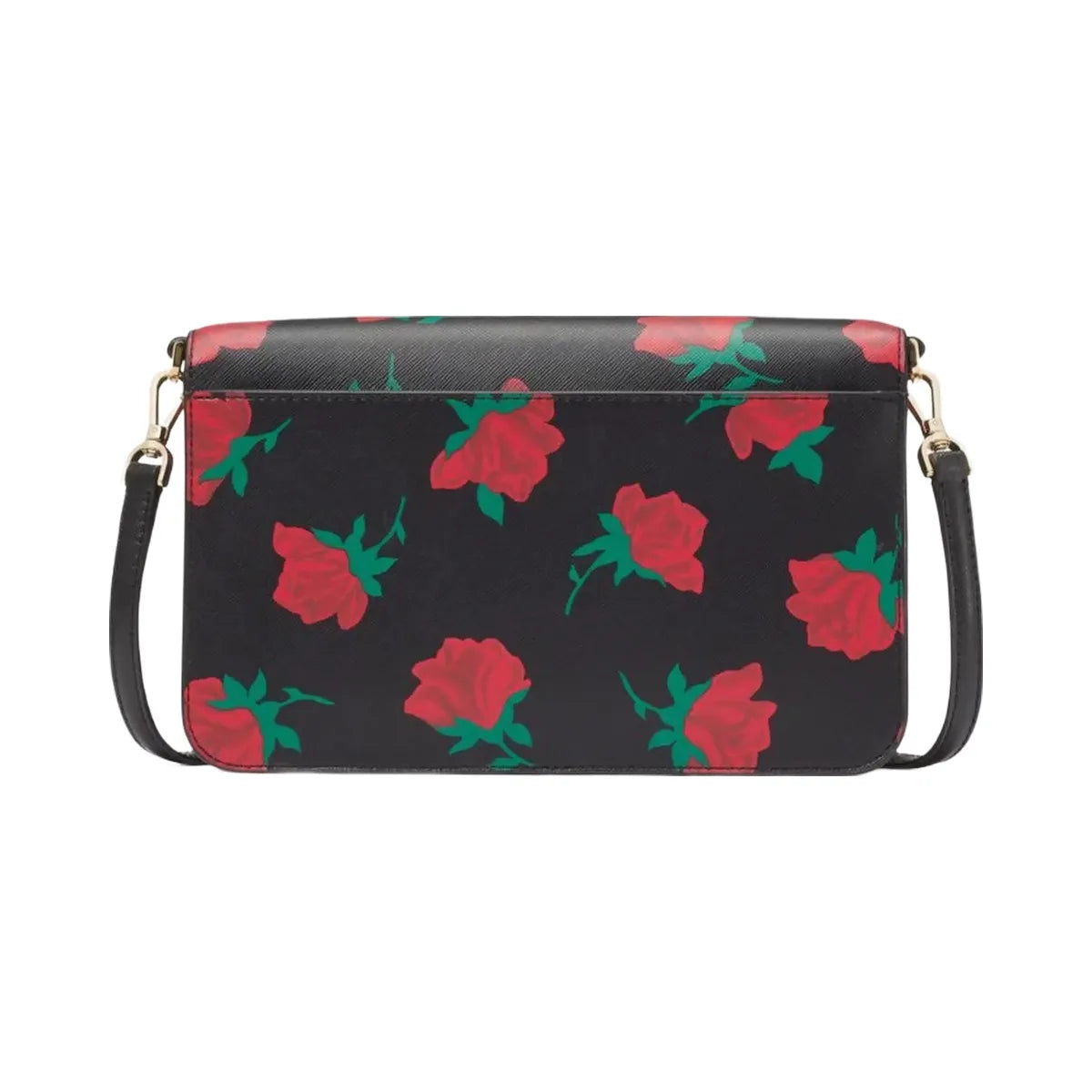 Kate Spade Madison Rose Toss Printed Flap Crossbody Black Multi