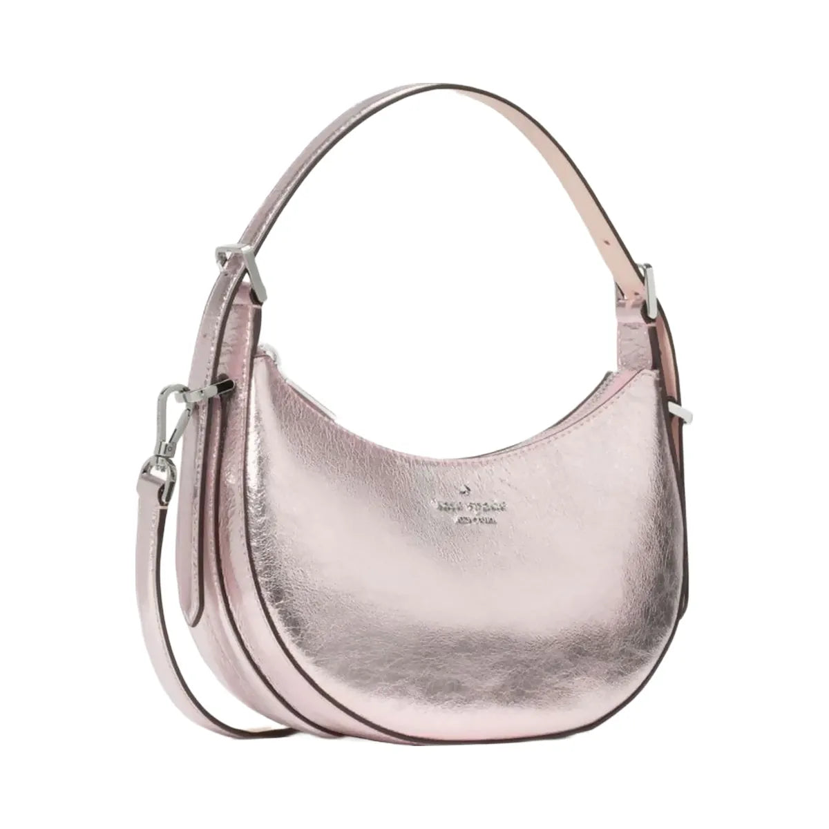 Kate Spade Nova Crinkle Metallic Small Crescent Shoulder Bag Lilac Moonlight