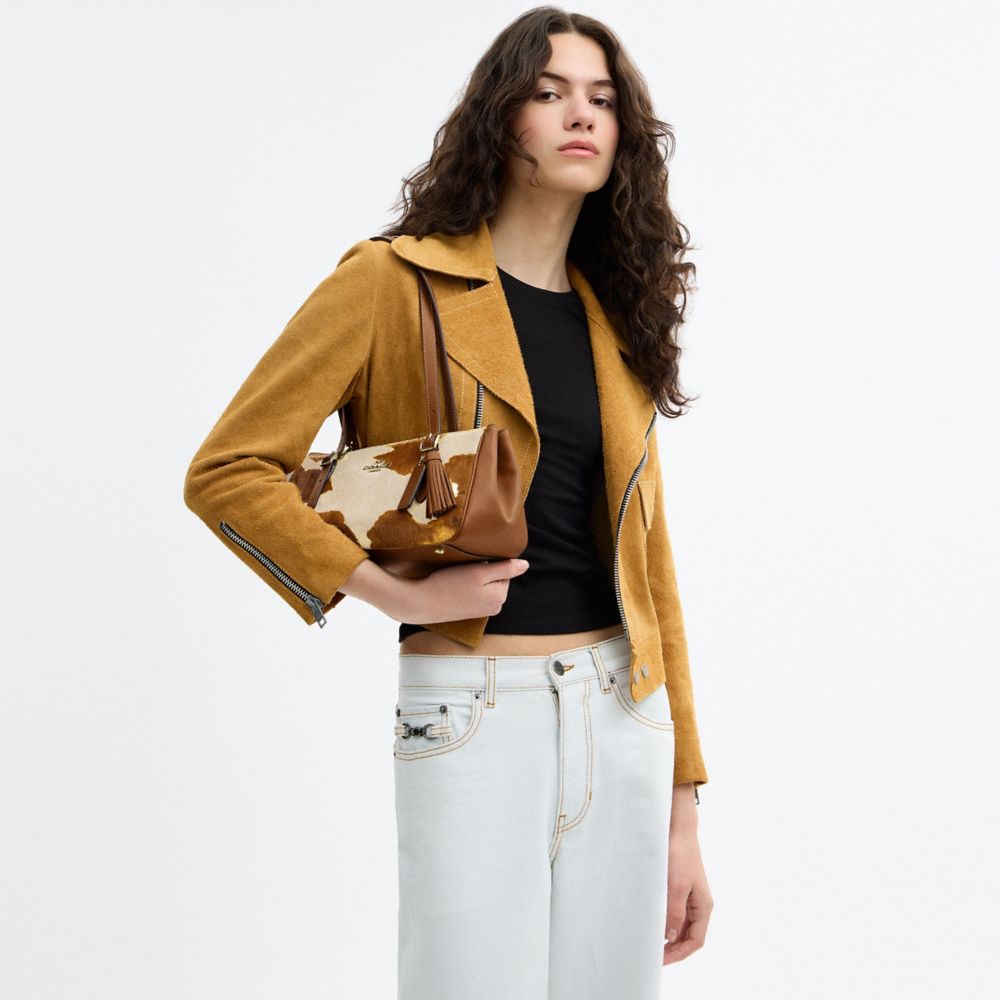 Asher Shoulder Bag In Haircalf With Cow Print
