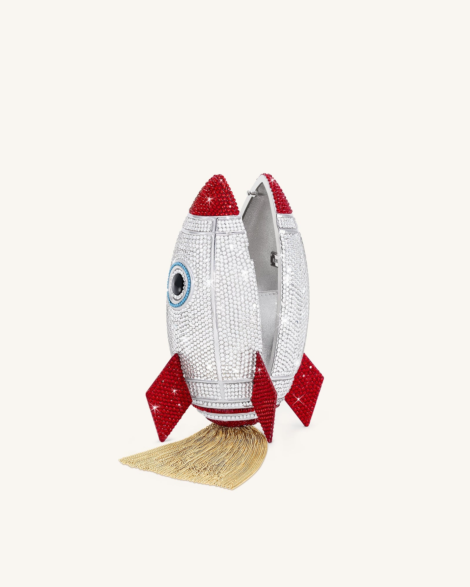 Rocket Shape Faux Crystal Clutch - Silver