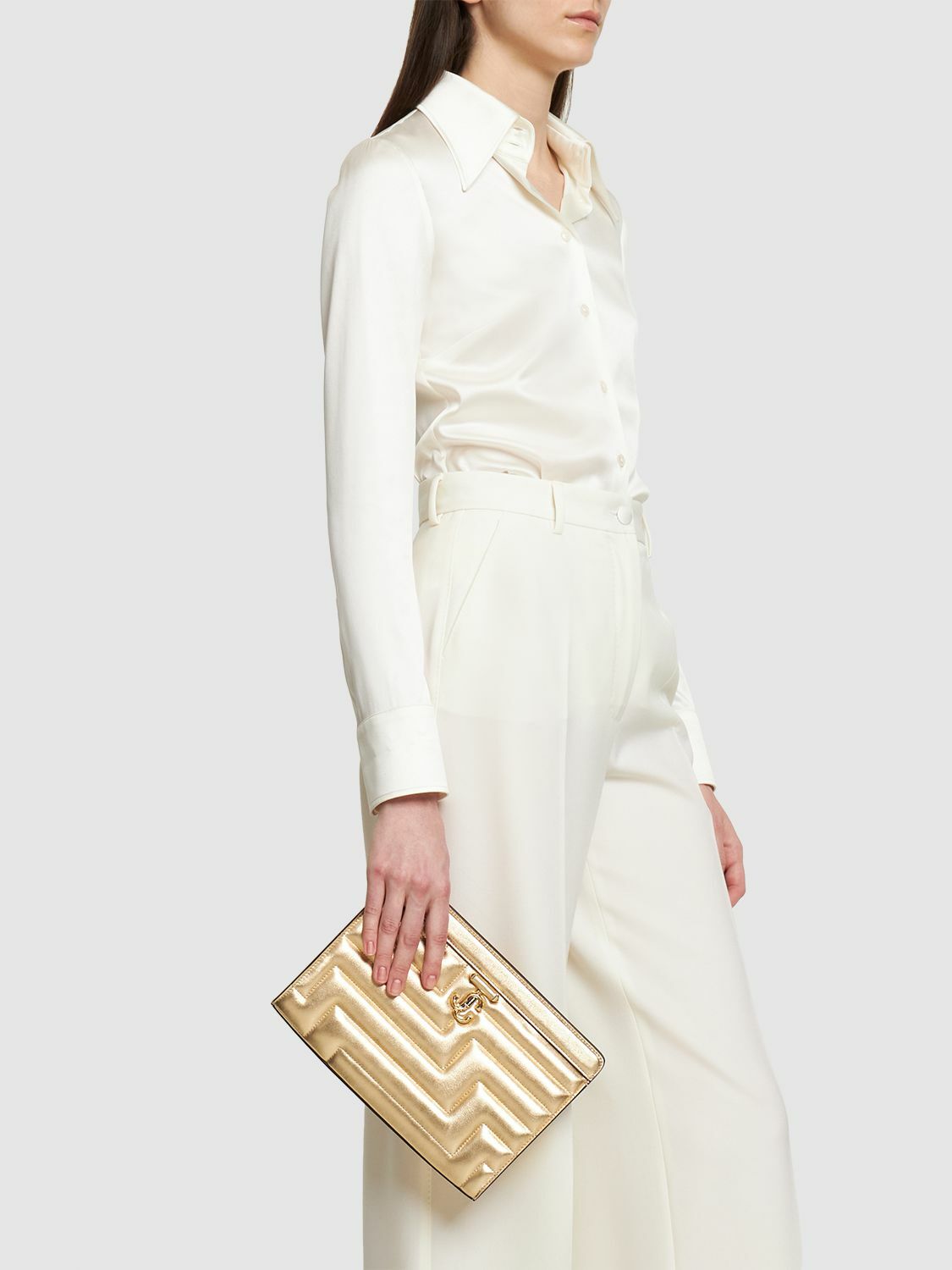 JIMMY CHOO Avenue Quilted Metallic Pouch