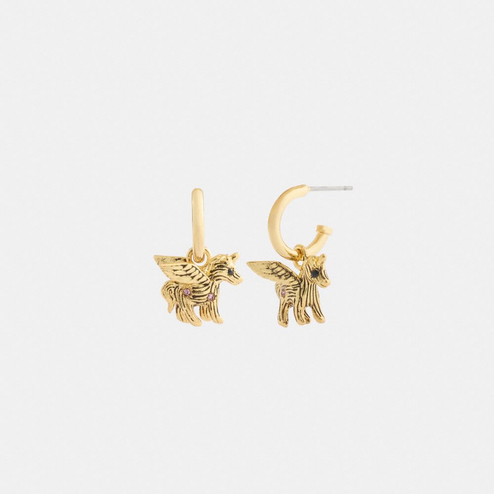 Brushed Pegasus Huggie Earrings