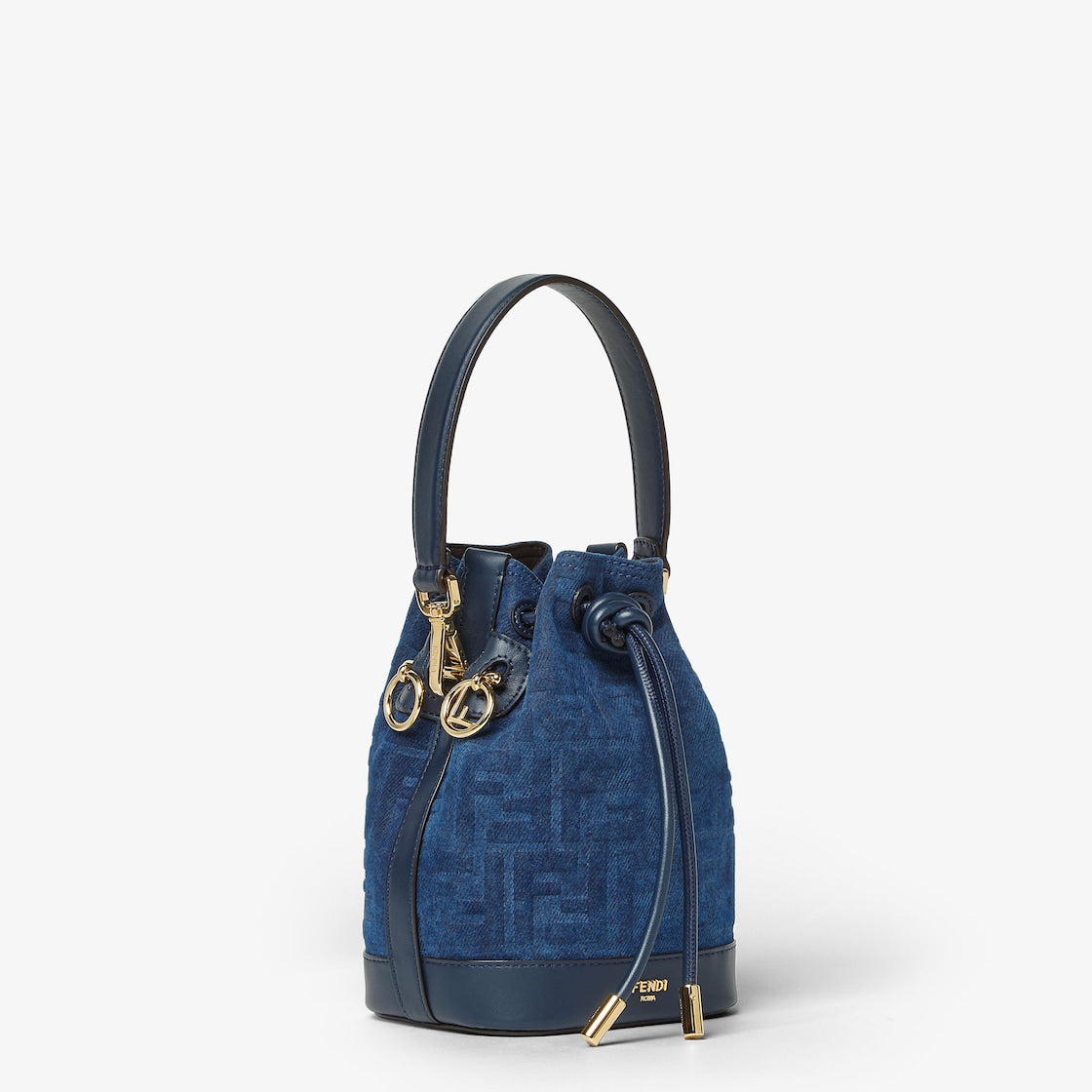 Mon Tresor Blue FF denim flocked mini-bag