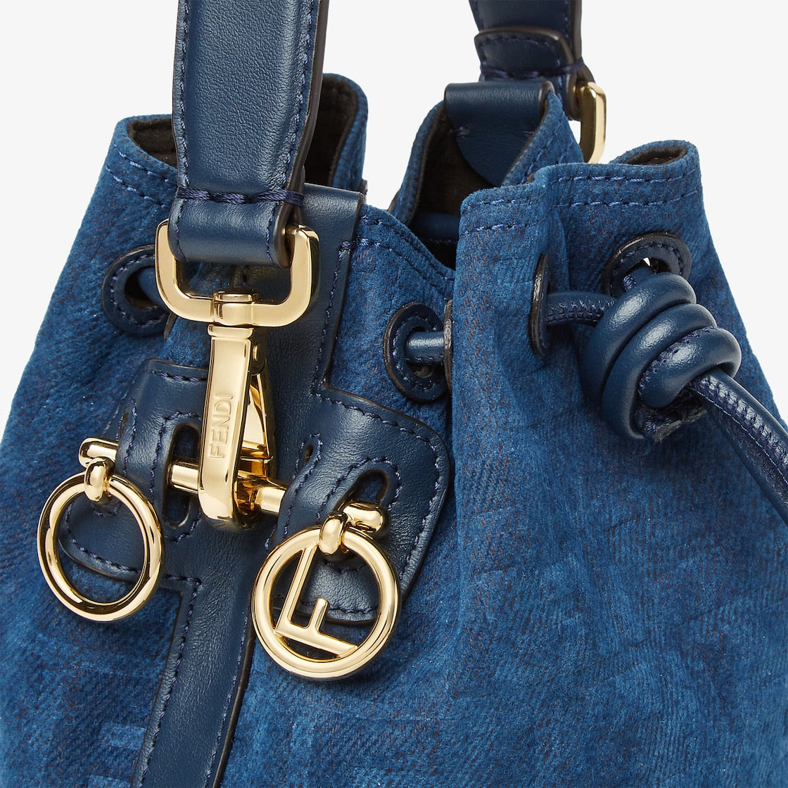 Mon Tresor Blue FF denim flocked mini-bag