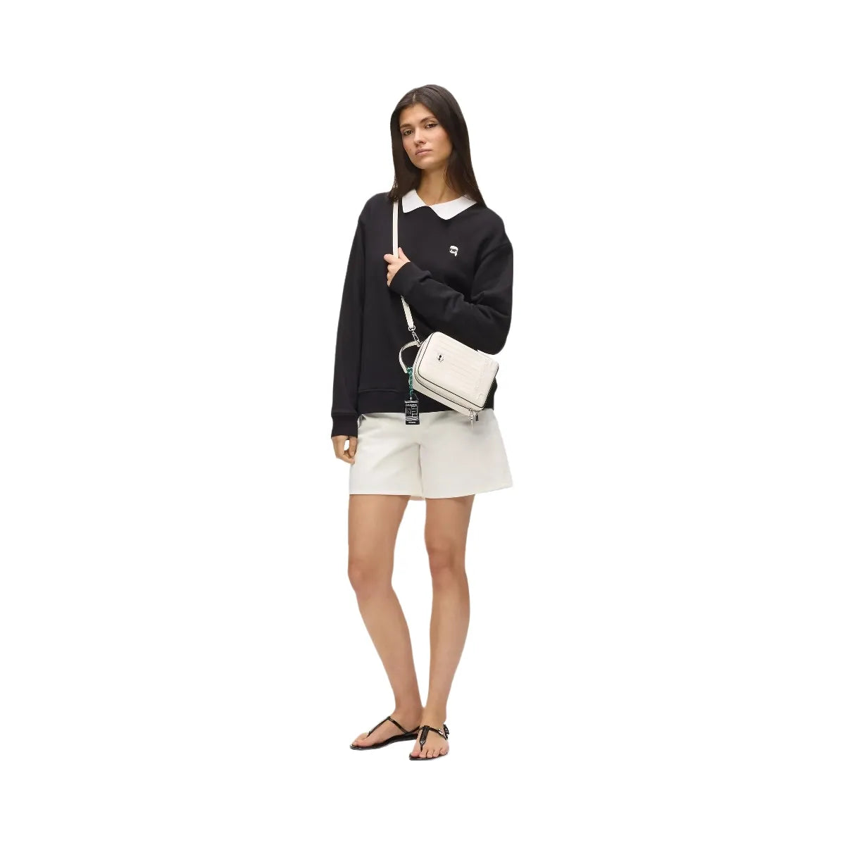 Karl Lagerfeld Ikon Choupette Crossbody Suitcase Bag Off White