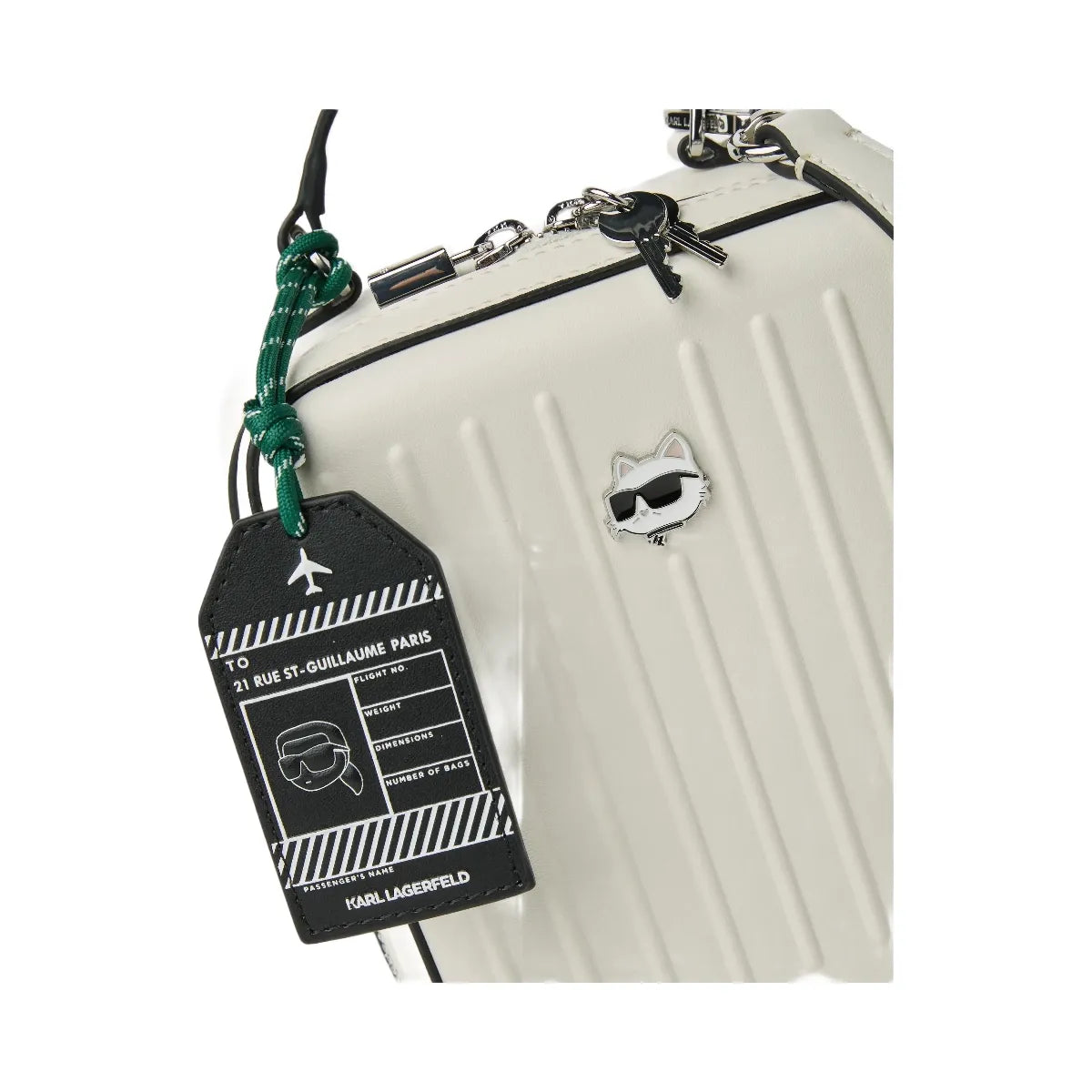 Karl Lagerfeld Ikon Choupette Crossbody Suitcase Bag Off White