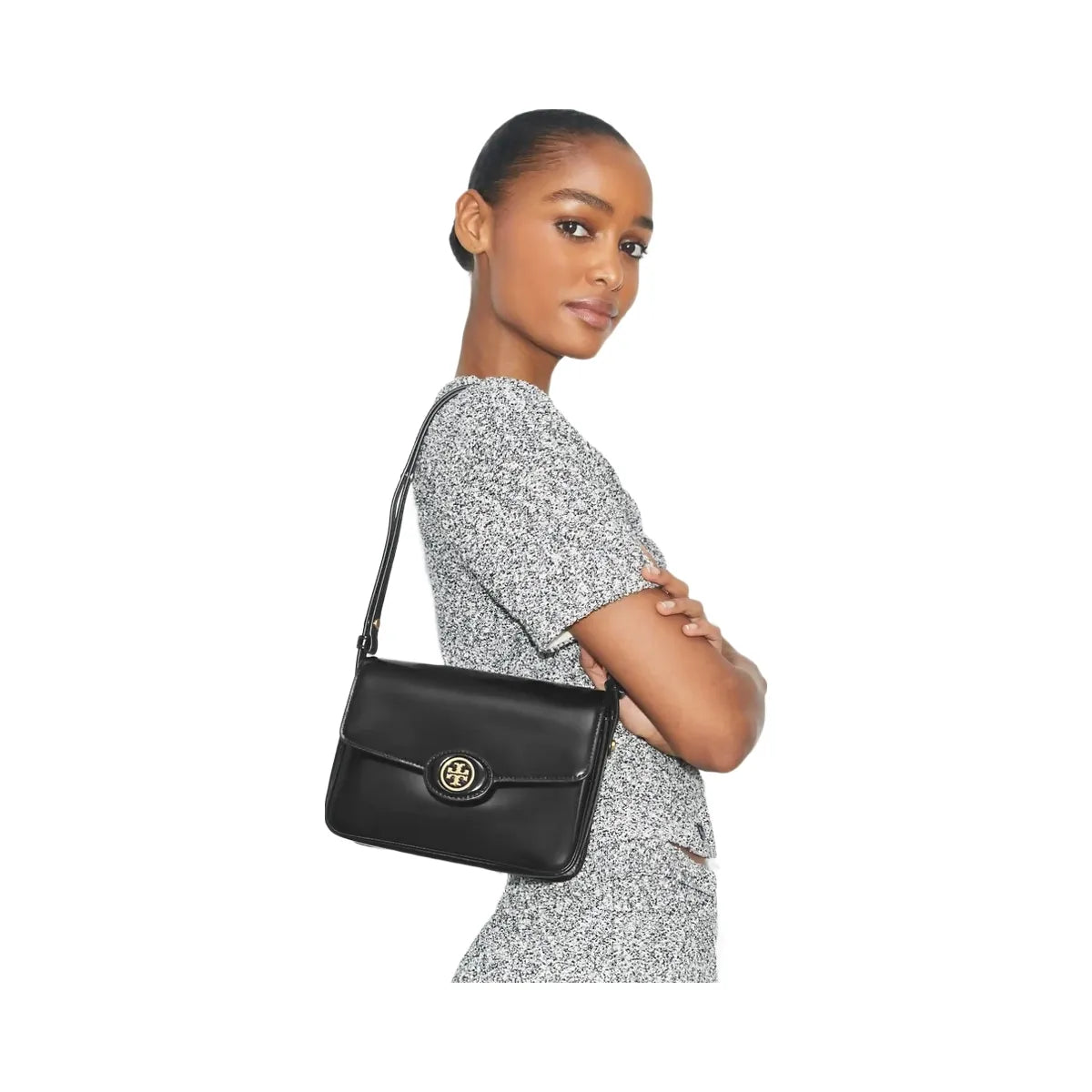 Tory Burch Robinson Spazzolato Shoulder Bag SHEA BUTTER
