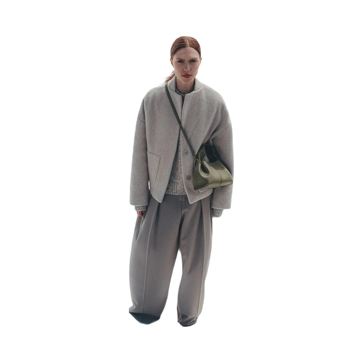 Polene Numero Neuf Mini Textured Smoky Green