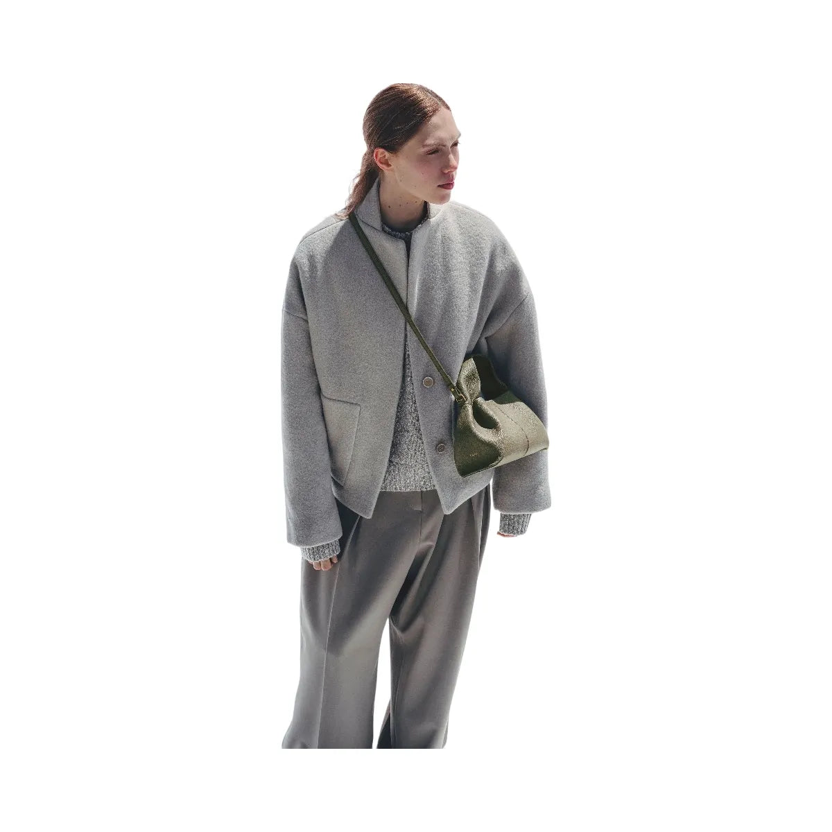 Polene Numero Neuf Mini Textured Smoky Green