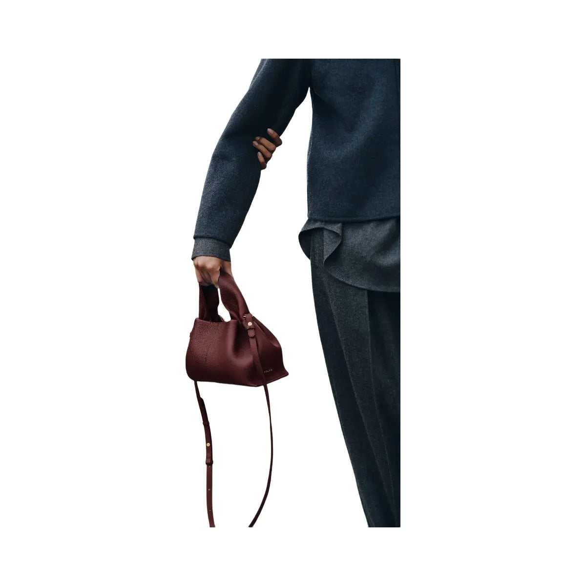 Polene Numero Neuf Mini Textured Black Cherry