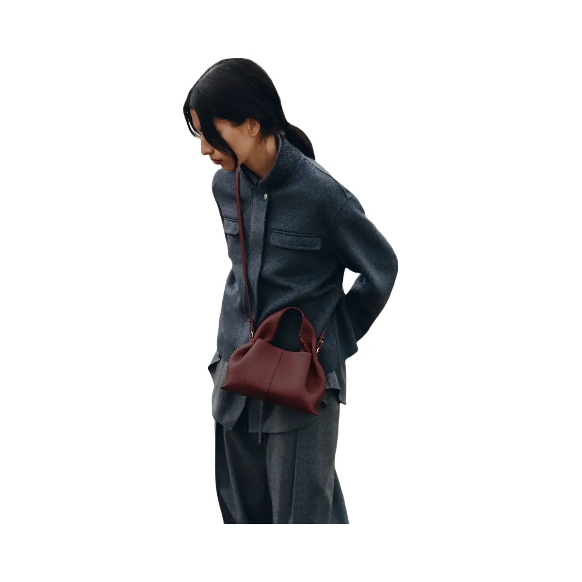 Polene Numero Neuf Mini Textured Black Cherry