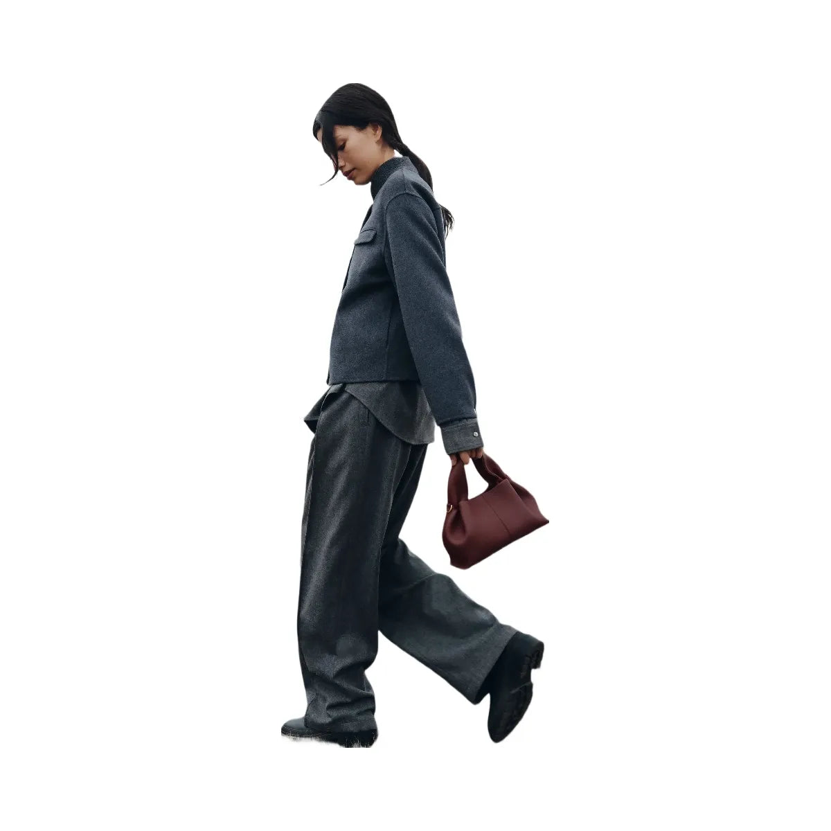 Polene Numero Neuf Mini Textured Black Cherry