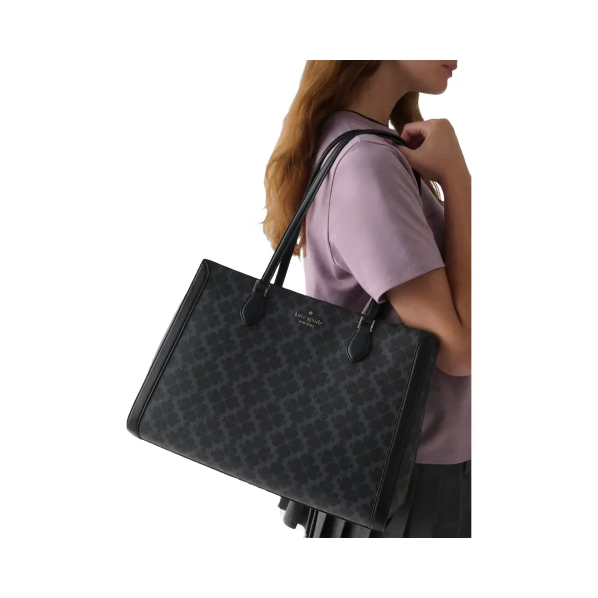 Kate Spade Signature Spade Flower East West Large Laptop Tote Black