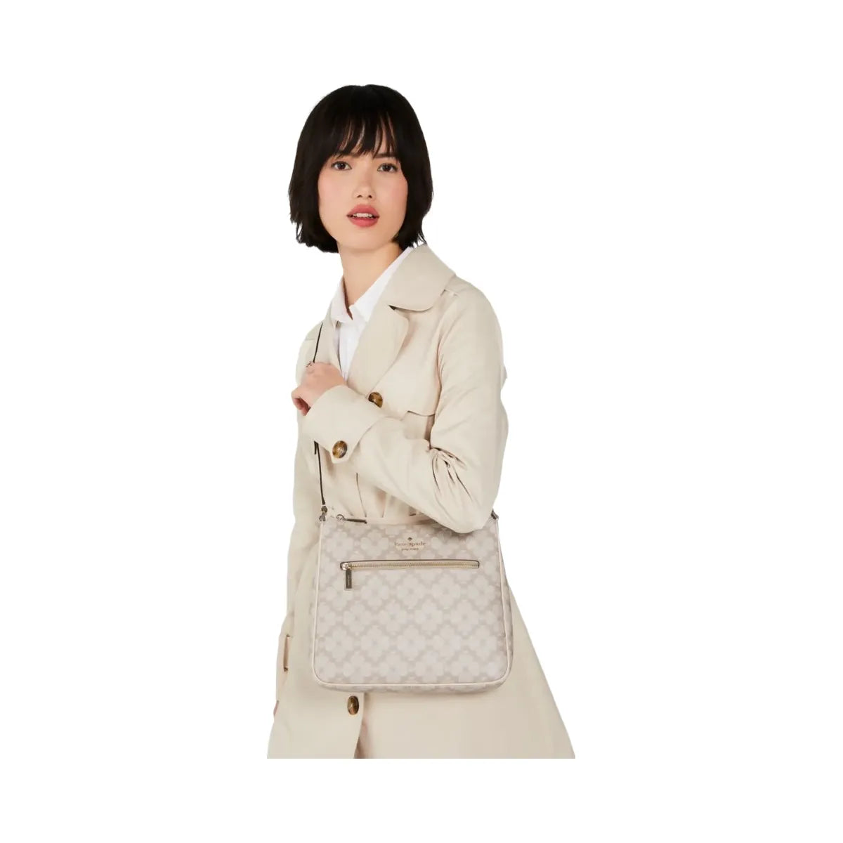 Kate Spade Signature Spade Flower Large Swingpack Crossbody Dark Beige Multi