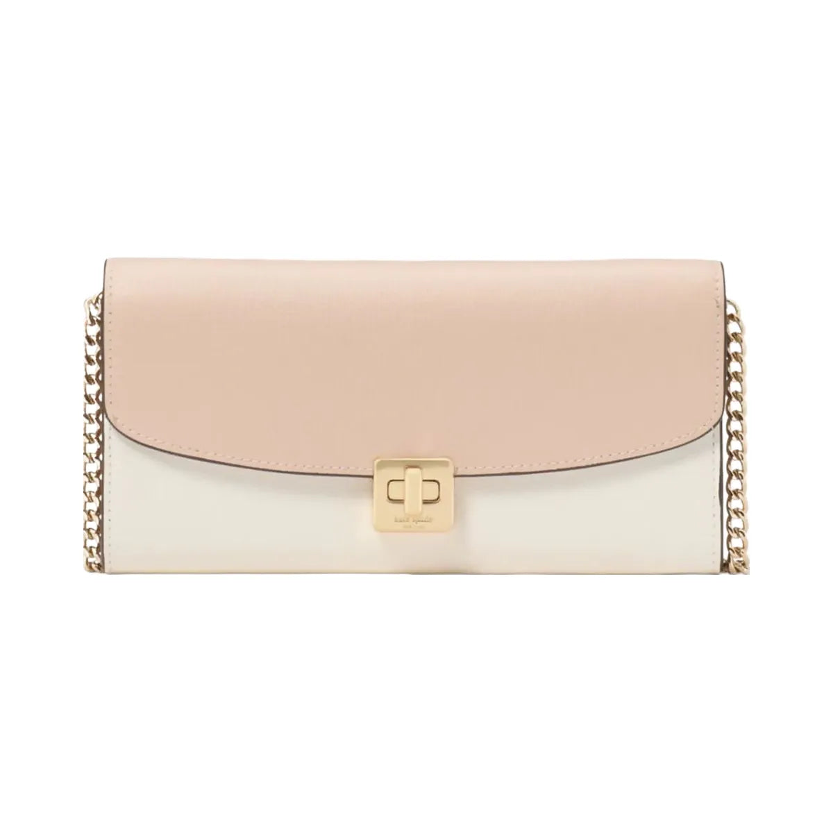 Kate Spade Phoebe Turnlock Wallet on chain Toasted Hazelnut Multi