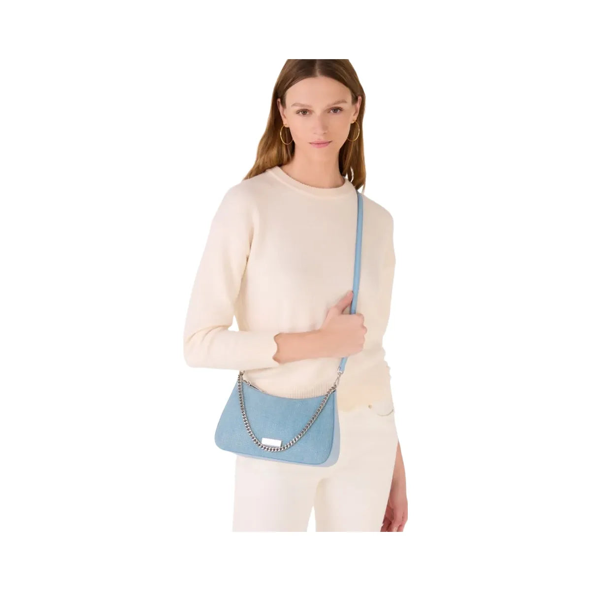 Kate Spade Margot Studded Denim Convertible Crossbody Blue Multicolor